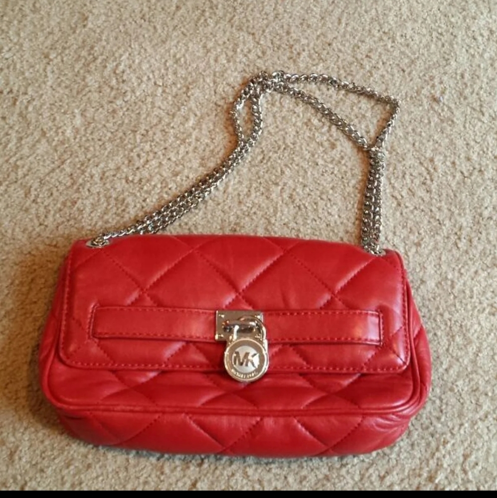 Authentic red leather Michael Kors bag